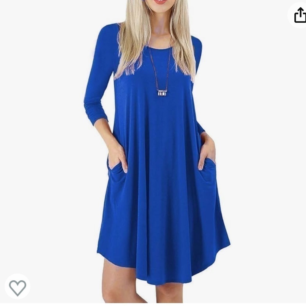 NWOT Huixin Blue Long Sleeve Flowy Dress with Pockets